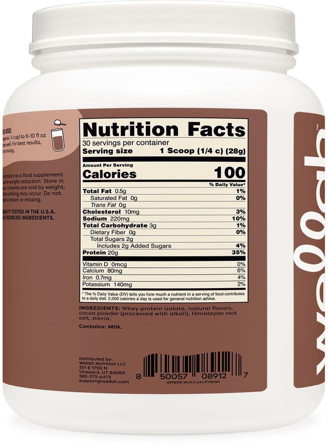 Wellah Protein Your Whey (30 Servings, Milk Chocolate Flavor) - Whey Protein Isolate Protein - Image 4